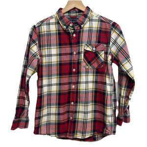 Tommy Hilfiger Boys L (16/18) Plaid Button-Up Long Sleeve Red Cotton Shirt Cozy